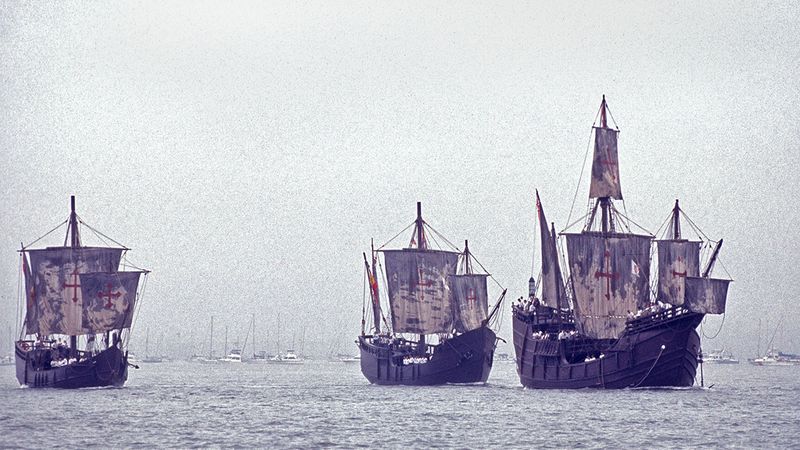 Boats like the one Columbus might have used.
